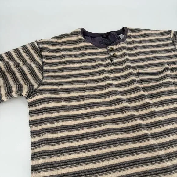 Arizona Jean Co. Men's XLT Striped Henley Shirt‎ - Beige - Picture 2 of 7